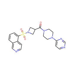 O=C(C1CN(S(=O)(=O)c2cccc3cnccc23)C1)N1CCN(c2ccncn2)CC1 ZINC000084710561