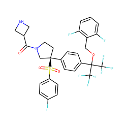 O=C(C1CNC1)N1CC[C@@](c2ccc(C(OCc3c(F)cccc3F)(C(F)(F)F)C(F)(F)F)cc2)(S(=O)(=O)c2ccc(F)cc2)C1 ZINC001772649905