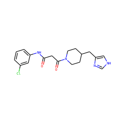 O=C(CC(=O)N1CCC(Cc2c[nH]cn2)CC1)Nc1cccc(Cl)c1 ZINC000028566565