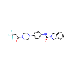 O=C(CC(F)(F)F)N1CCN(c2ccc(NC(=O)N3Cc4ccccc4C3)cc2)CC1 ZINC000167228343