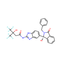O=C(CC(O)(C(F)(F)F)C(F)(F)F)Nc1nc2cc([C@]3(O)c4ccccc4C(=O)N3Cc3ccccc3)ccc2[nH]1 ZINC000116258149