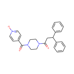 O=C(CC(c1ccccc1)c1ccccc1)N1CCN(C(=O)c2cc[n+]([O-])cc2)CC1 ZINC000013729102
