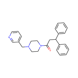 O=C(CC(c1ccccc1)c1ccccc1)N1CCN(Cc2cccnc2)CC1 ZINC000013729096