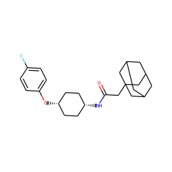 O=C(CC12CC3CC(CC(C3)C1)C2)N[C@H]1CC[C@@H](Oc2ccc(F)cc2)CC1 ZINC000253659108