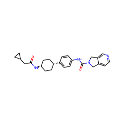 O=C(CC1CC1)N[C@H]1CC[C@@H](c2ccc(NC(=O)N3Cc4ccncc4C3)cc2)CC1 ZINC000168003274
