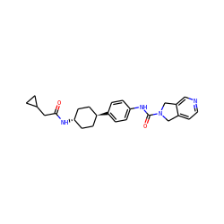 O=C(CC1CC1)N[C@H]1CC[C@H](c2ccc(NC(=O)N3Cc4ccncc4C3)cc2)CC1 ZINC000167709898
