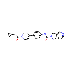 O=C(CC1CC1)N1CC=C(c2ccc(NC(=O)N3Cc4ccncc4C3)cc2)CC1 ZINC000167419138