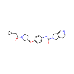 O=C(CC1CC1)N1CC[C@@H](Oc2ccc(NC(=O)N3Cc4ccncc4C3)cc2)C1 ZINC000166329534