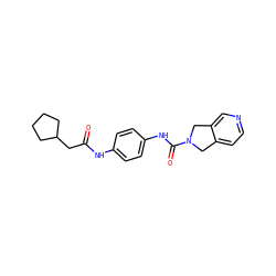 O=C(CC1CCCC1)Nc1ccc(NC(=O)N2Cc3ccncc3C2)cc1 ZINC000167010552
