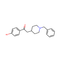 O=C(CC1CCN(Cc2ccccc2)CC1)c1ccc(O)cc1 ZINC000013729898