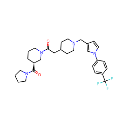 O=C(CC1CCN(Cc2ccn(-c3ccc(C(F)(F)F)cc3)c2)CC1)N1CCC[C@H](C(=O)N2CCCC2)C1 ZINC000043118267