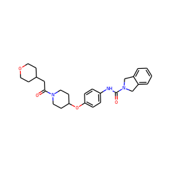 O=C(CC1CCOCC1)N1CCC(Oc2ccc(NC(=O)N3Cc4ccccc4C3)cc2)CC1 ZINC000166349062