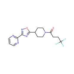 O=C(CCC(F)(F)F)N1CCC(c2nc(-c3ncccn3)no2)CC1 ZINC000073197939
