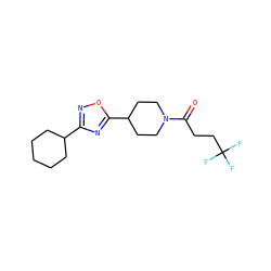O=C(CCC(F)(F)F)N1CCC(c2nc(C3CCCCC3)no2)CC1 ZINC000082150826