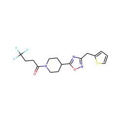 O=C(CCC(F)(F)F)N1CCC(c2nc(Cc3cccs3)no2)CC1 ZINC000073197566