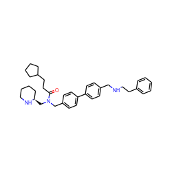 O=C(CCC1CCCC1)N(Cc1ccc(-c2ccc(CNCCc3ccccc3)cc2)cc1)C[C@@H]1CCCCN1 ZINC000028396749