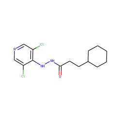 O=C(CCC1CCCCC1)NNc1c(Cl)cncc1Cl ZINC000084654683