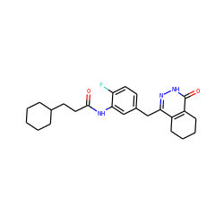 O=C(CCC1CCCCC1)Nc1cc(Cc2n[nH]c(=O)c3c2CCCC3)ccc1F ZINC000139592979