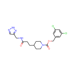 O=C(CCC1CCN(C(=O)OCc2cc(Cl)cc(Cl)c2)CC1)NCc1cn[nH]n1 ZINC000217383338