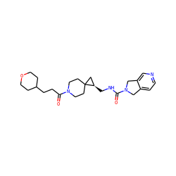 O=C(CCC1CCOCC1)N1CCC2(CC1)C[C@H]2CNC(=O)N1Cc2ccncc2C1 ZINC001772629565