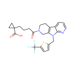 O=C(CCCC1(C(=O)O)CC1)N1CCc2c(n(Cc3ccc(C(F)(F)F)s3)c3ncccc23)C1 ZINC000145825153