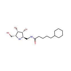 O=C(CCCCC1CCCCC1)NC[C@H]1N[C@H](CO)[C@H](O)[C@@H]1O ZINC001772600347