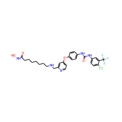 O=C(CCCCCCCNCc1cc(Oc2ccc(NC(=O)Nc3ccc(Cl)c(C(F)(F)F)c3)cc2)ccn1)NO ZINC000150116761