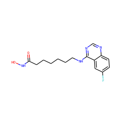 O=C(CCCCCCNc1ncnc2ccc(F)cc12)NO ZINC000206981292