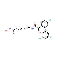 O=C(CCCCCNC(=O)/C(=C/c1c(F)cc(F)cc1F)c1ccc(F)cc1)NO ZINC000096167592