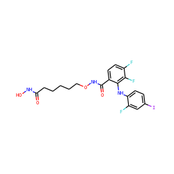O=C(CCCCCONC(=O)c1ccc(F)c(F)c1Nc1ccc(I)cc1F)NO ZINC000043203587