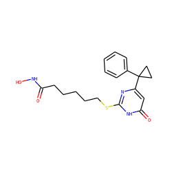 O=C(CCCCCSc1nc(C2(c3ccccc3)CC2)cc(=O)[nH]1)NO ZINC000035050433