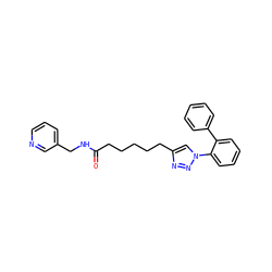 O=C(CCCCCc1cn(-c2ccccc2-c2ccccc2)nn1)NCc1cccnc1 ZINC000653766275