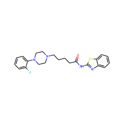 O=C(CCCCN1CCN(c2ccccc2F)CC1)Nc1nc2ccccc2s1 ZINC000474609872