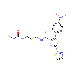 O=C(CCCCNC(=O)c1nc(-c2nccs2)sc1-c1ccc([N+](=O)[O-])cc1)NO ZINC000147361415