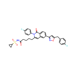 O=C(CCCCc1cc2cc(-c3cc(Cc4ccc(F)cc4)on3)ccc2c(=O)n1-c1ccc(F)cc1)NS(=O)(=O)C1CC1 ZINC000207445272