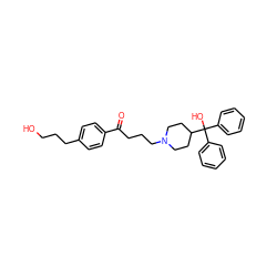 O=C(CCCN1CCC(C(O)(c2ccccc2)c2ccccc2)CC1)c1ccc(CCCO)cc1 ZINC000036351455