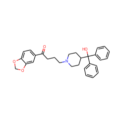 O=C(CCCN1CCC(C(O)(c2ccccc2)c2ccccc2)CC1)c1ccc2c(c1)OCO2 ZINC000036351462