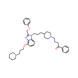 O=C(CCCN1CCC(CCCn2c(COc3ccccc3)nc3c(OCCCN4CCCCC4)cccc32)CC1)c1ccccc1 ZINC000027713493