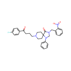 O=C(CCCN1CCC2(CC1)C(=O)N(Cc1ccccc1[N+](=O)[O-])CN2c1ccccc1)c1ccc(F)cc1 ZINC000013448533