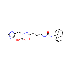 O=C(CCCNC(=O)NC12CC3CC(CC(C3)C1)C2)N[C@@H](Cc1cnc[nH]1)C(=O)O ZINC000036330564