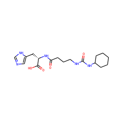 O=C(CCCNC(=O)NC1CCCCC1)N[C@@H](Cc1cnc[nH]1)C(=O)O ZINC000036330585