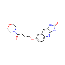 O=C(CCCOc1ccc2nc3[nH]c(=O)[nH]c3cc2c1)N1CCOCC1 ZINC000013725664
