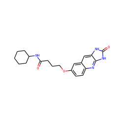 O=C(CCCOc1ccc2nc3[nH]c(=O)[nH]c3cc2c1)NC1CCCCC1 ZINC000013725644
