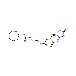 O=C(CCCOc1ccc2nc3[nH]c(=O)[nH]c3cc2c1)NC1CCCCCC1 ZINC000013725652