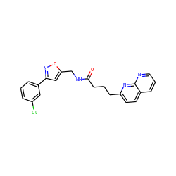 O=C(CCCc1ccc2cccnc2n1)NCc1cc(-c2cccc(Cl)c2)no1 ZINC000095577757