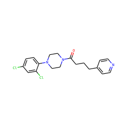 O=C(CCCc1ccncc1)N1CCN(c2ccc(Cl)cc2Cl)CC1 ZINC000064573545