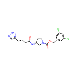 O=C(CCCc1cn[nH]n1)N[C@@H]1CCN(C(=O)OCc2cc(Cl)cc(Cl)c2)C1 ZINC000217396514
