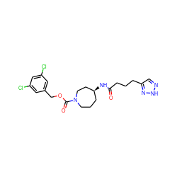O=C(CCCc1cn[nH]n1)N[C@H]1CCCN(C(=O)OCc2cc(Cl)cc(Cl)c2)CC1 ZINC000217405812