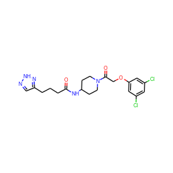 O=C(CCCc1cn[nH]n1)NC1CCN(C(=O)COc2cc(Cl)cc(Cl)c2)CC1 ZINC000217388594