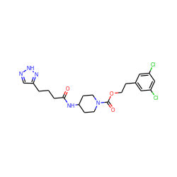 O=C(CCCc1cn[nH]n1)NC1CCN(C(=O)OCCc2cc(Cl)cc(Cl)c2)CC1 ZINC000217416810